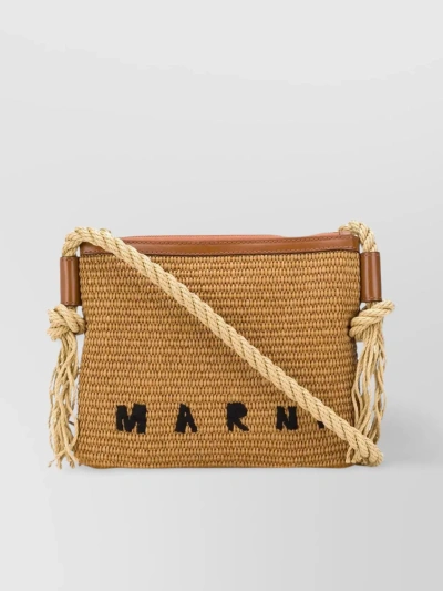 Marni Textured Woven Summer Bag In Cream