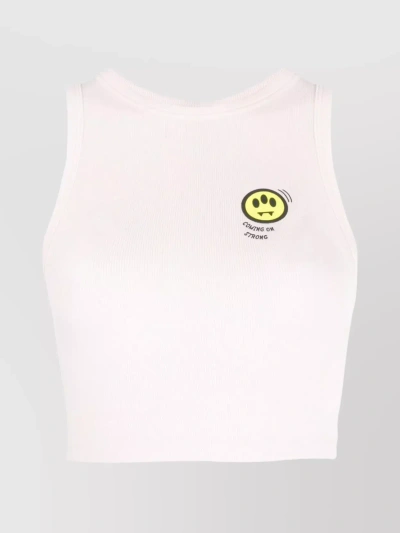 Barrow Pink Crop Top With Logo In White