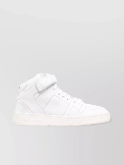 Saint Laurent Front Perforated High-top Sneakers In White