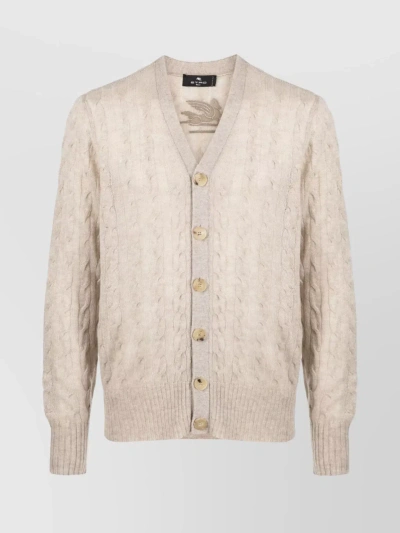 Etro Cable-knit Cashmere Cardigan In Beige
