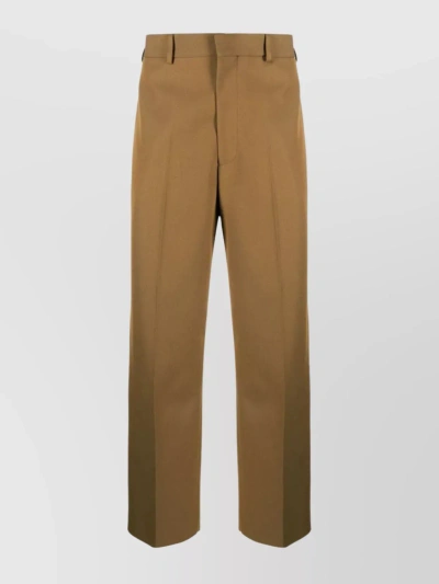 Palm Angels Logo Patch Straight Leg Trousers In Brown