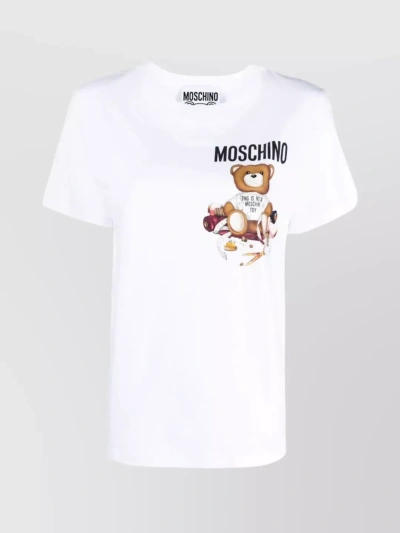 Moschino Teddy Bear-motif Cotton T-shirt In White