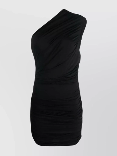 Gauge81 Ira One-shoulder Draped Jersey Midi Dress In 100 Black