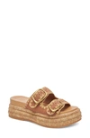 Dolce Vita Wanika Jute Platform Slide Sandal In Brown Nubuck