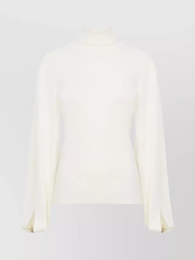 Chloé Textured Ribbed Knit Top With Slit Sleeves In Cream