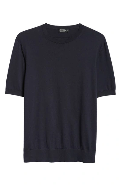 Zegna T-shirt En Premium Cotton Bleu Marine In Navy Blue