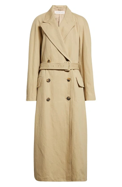 Dries Van Noten Rugby Belted Trench Coat In Hay 200