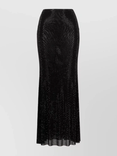 Self-portrait Rhinestone-embellished Flared Maxi Skirt In Black