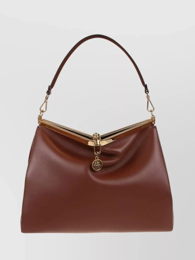 Etro Leather Chain Strap Bag In Brown