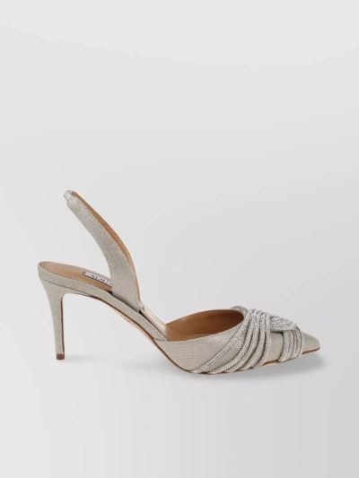 Aquazzura Gatsby Sling 75 In Silver