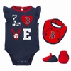 OUTERSTUFF NEWBORN & INFANT NAVY/RED BOSTON RED SOX THREE-PIECE LOVE OF BASEBALL BIB BODYSUIT & BOOTIES SET