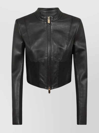 Pinko Panelled Cropped Jacket In Black