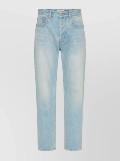 Valentino Denim Trousers With Embossed Vlogo Signature In Light Blue