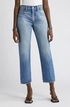 Moussy Mv Mabel High Waist Distressed Wide Straight Leg Jeans In Blue