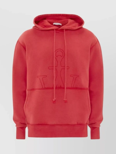 Jw Anderson Logo-embroidered Hoodie In Red