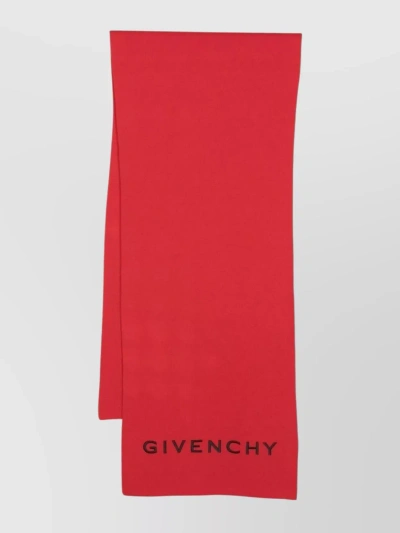 Givenchy Intarsia-knit Logo Scarf In Red