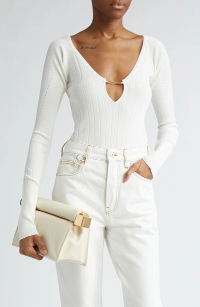 JACQUEMUS JACQUEMUS LE HAUT PRALU SCALLOP NECK RIB TOP