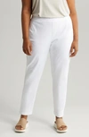 Eileen Fisher Slim Ankle Stretch Crepe Pants In White