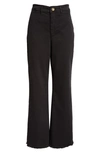 Marine Layer Raw Hem Wide Leg Jeans In Faded Black