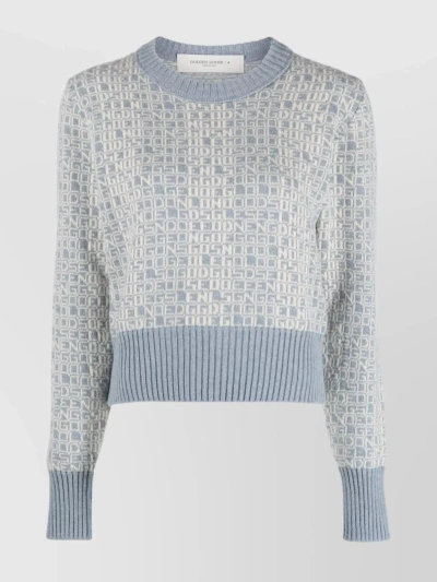 Golden Goose Journey Wool Blend Knit Cropped Sweater In Light Blue