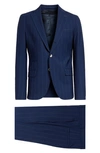 Eleventy Pinstripe Stretch Wool Blend Suit In Blue