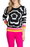 APNY FLORAL STRIPE PULLOVER SWEATER