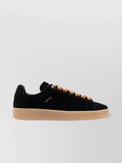 Lanvin Leather Low-top Sneakers With Flat Rubber Sole In Black
