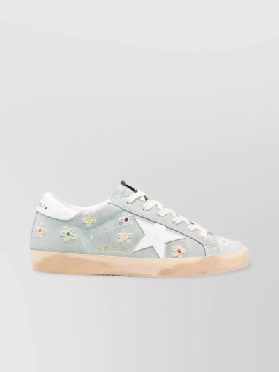 Golden Goose Superstar Floral-embroidered Suede Sneakers In Beige