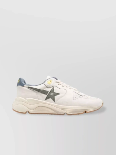 Golden Goose Running Sneakers White And Green In Beige