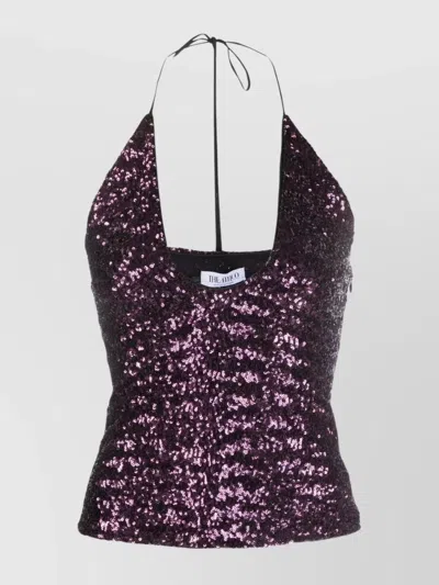 Attico Alix Sequin-embellished Sleeveless Top In Black