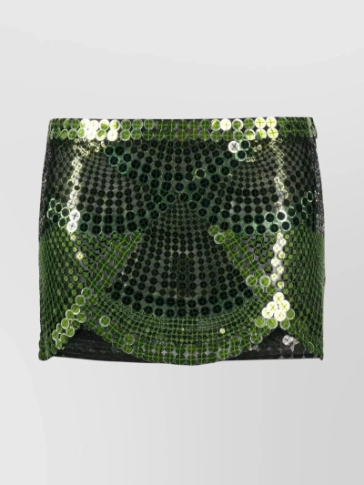 Attico Sequin-embellished Mid-rise Miniskirt In Green