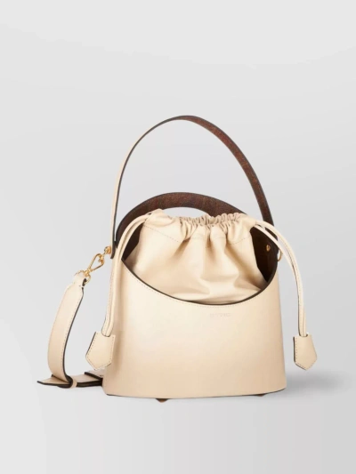 Etro Leather Bucket Bag And Adjustable Strap In Beige