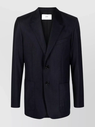 Ami Alexandre Mattiussi Pinstriped Single-breasted Blazer In Blue