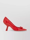 Ferragamo Pointed Toe Kitten Heel Pumps With Bow Detailing In Red