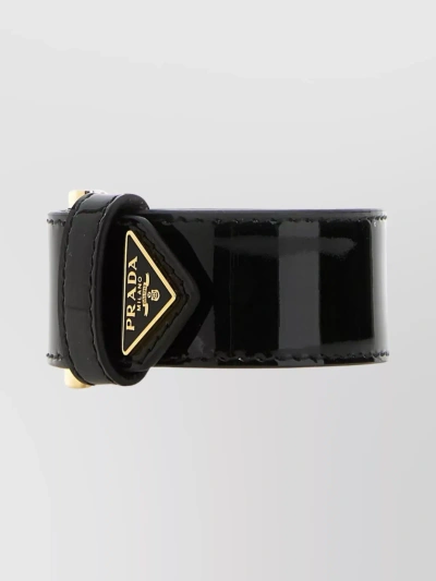 Prada Logo Buckle Bracelet In Black