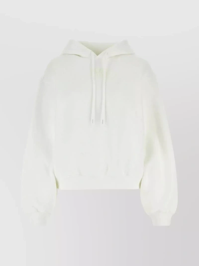 Alexander Wang Cotton Blend Cropped Hoodie In Cream