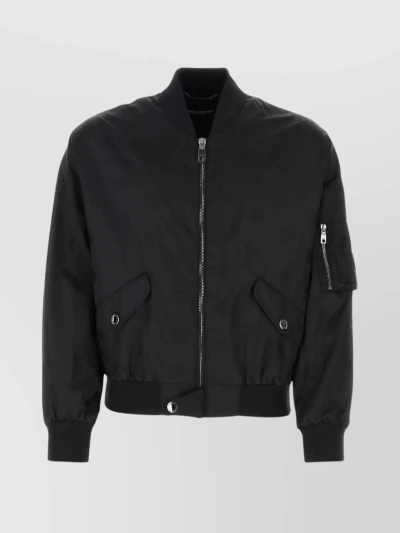 Dolce & Gabbana Stand Collar Ribbed Satin Jacket In Black