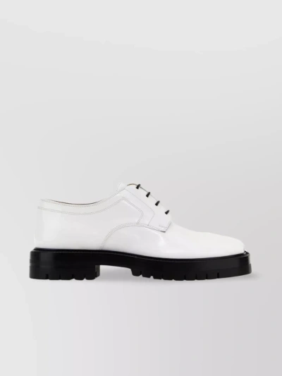 Maison Margiela Leather Lace-up Shoes With Thick Sole And Round Toe In Black