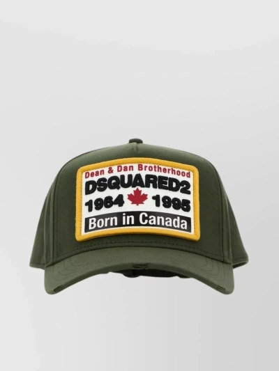 Dsquared2 Curved Visor Cotton Baseball Cap In Khaki