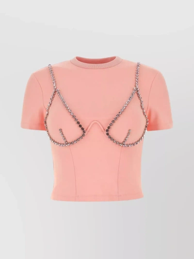 Area Crystal-embellished Cup-chain T-shirt In Pastel