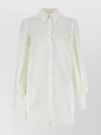 Off-white Hemdkleid Mit Falten In Cream