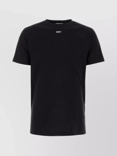Off-white Logo-embroidered Cotton T-shirt In Black