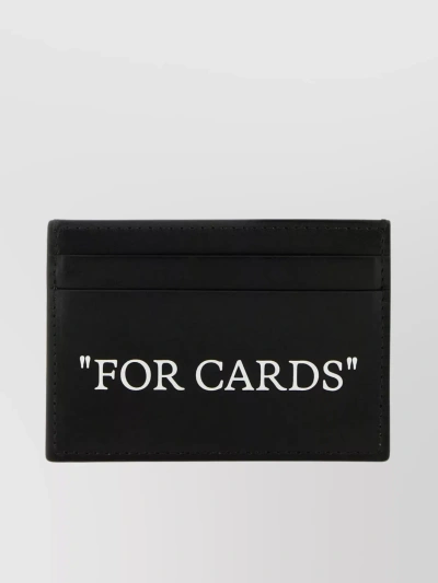 Off-white Quote Bookish Leather Cardholder In Black