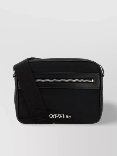 Off-white Nylon Core Crossbody Bag With Adjustable Strap In Black