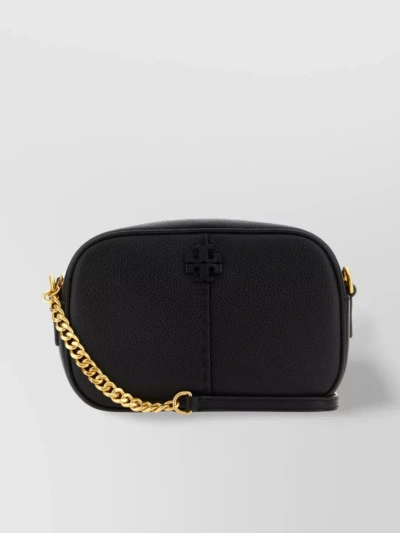 Tory Burch Leather Crossbody Bag With Chain Strap In Black
