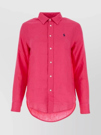 Polo Ralph Lauren Pony-embroidered Linen Shirt In Pink