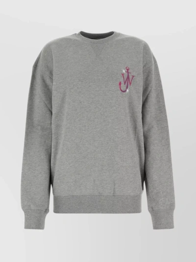 Jw Anderson Embroidered-logo Cotton Sweatshirt In Grey