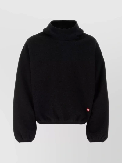 Alexander Wang Pile Sweatshirt With Hood And Turtleneck In Black