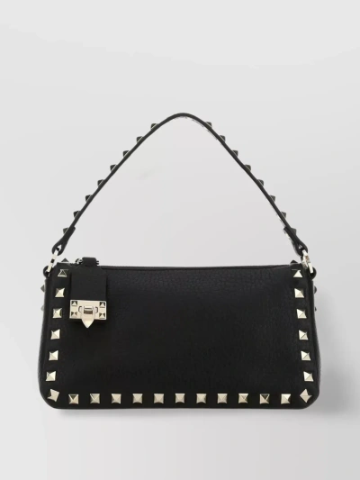 Valentino Garavani Small Rockstud Leather Shoulder Bag In Black