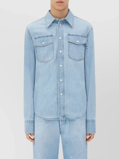 Bottega Veneta Denim Shirt In Light Blue